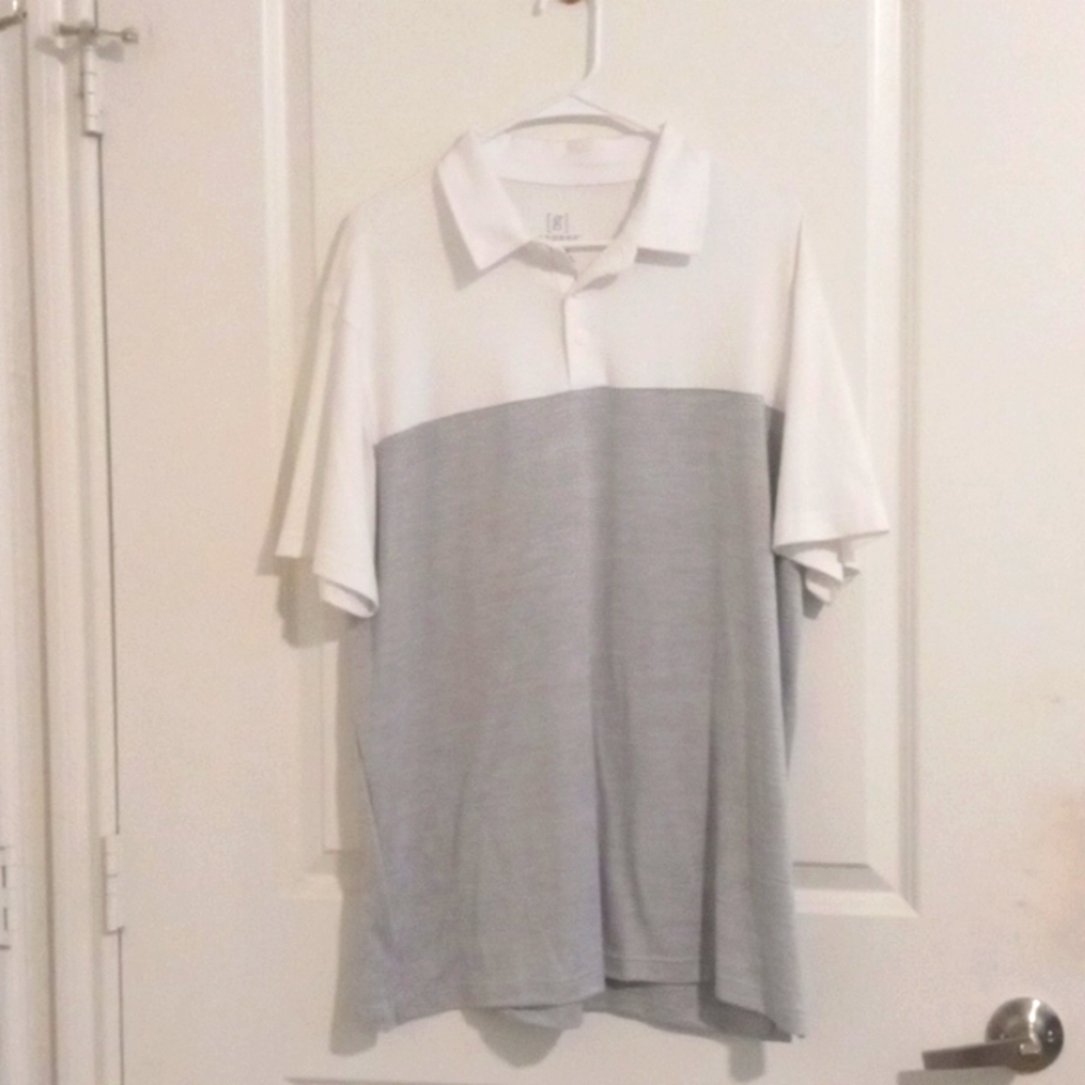 White and grey dri fit polo